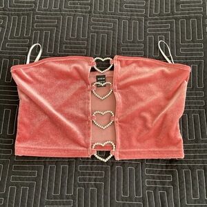 SHEIN Pink Velvet Heart Crop Top